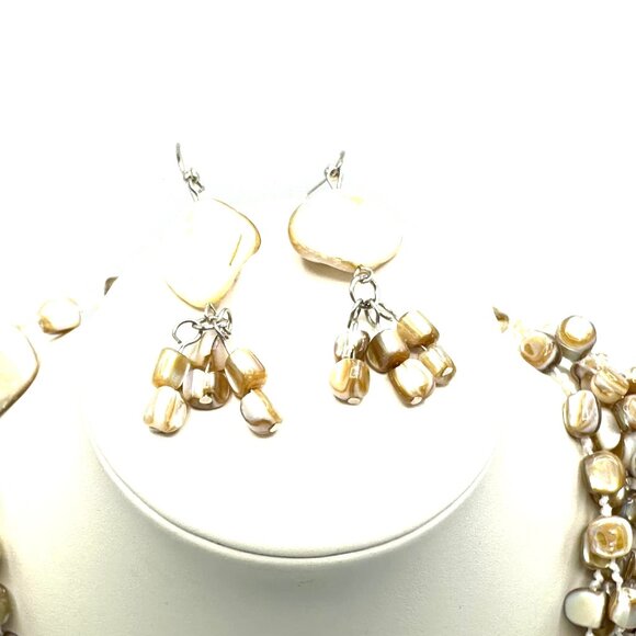 1980s-90s Six-Strand Abalone Shell Necklace & Earring Set — EUC - Picture 6 of 8